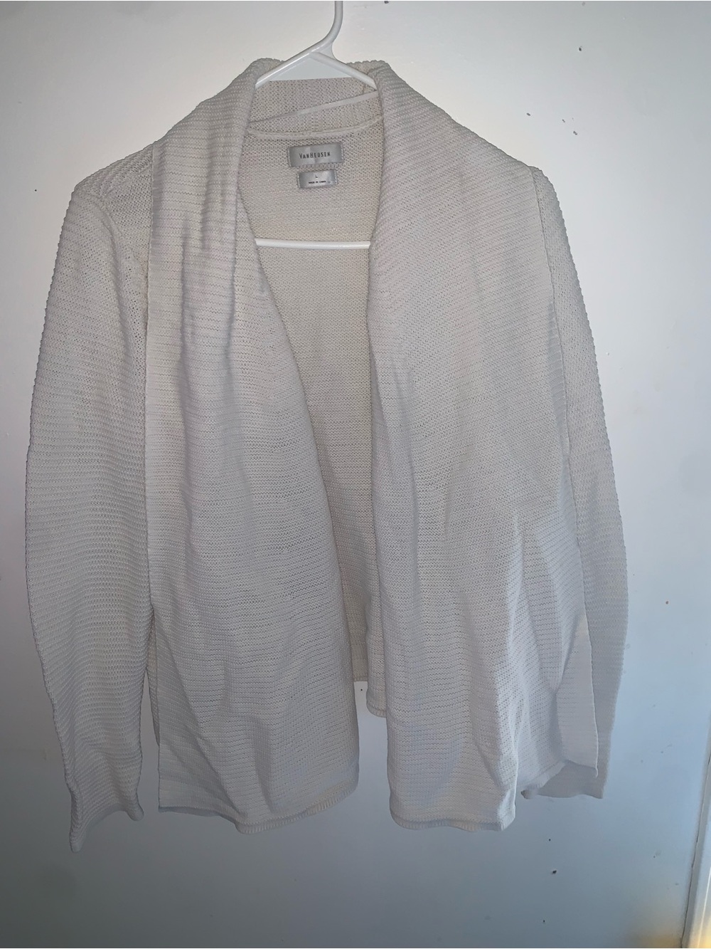 Van Heusen Cream Open-Front Knit Cardigan